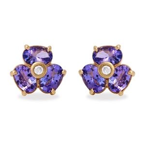 3.06ct Tanzanite and Diamond 14KW Gold Earrings
